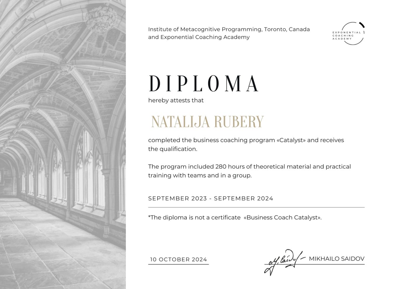 Business Coach Catalyst diploma