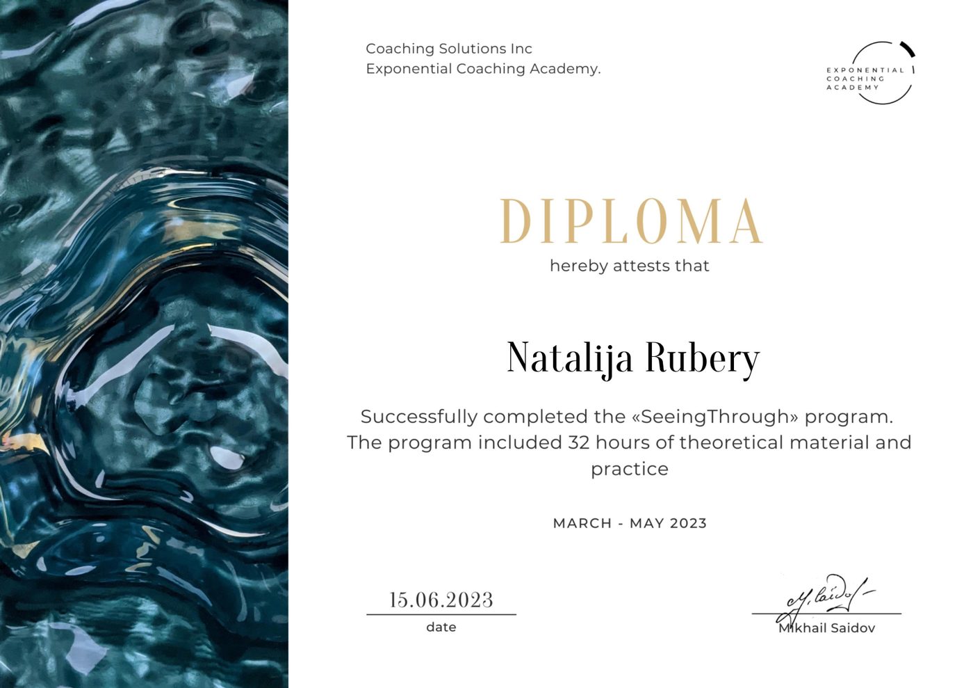 Seeing Through program diploma